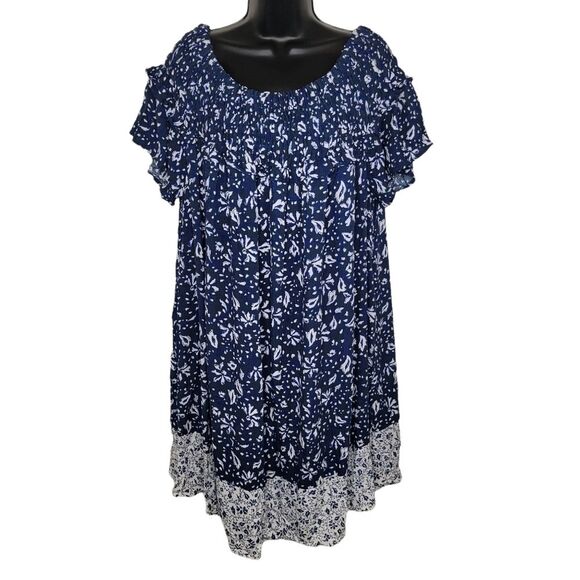 Lane Bryant Nwt Lane Printed Smocked Off The Shoulder Dress 18/20 - Picture 3 of 9